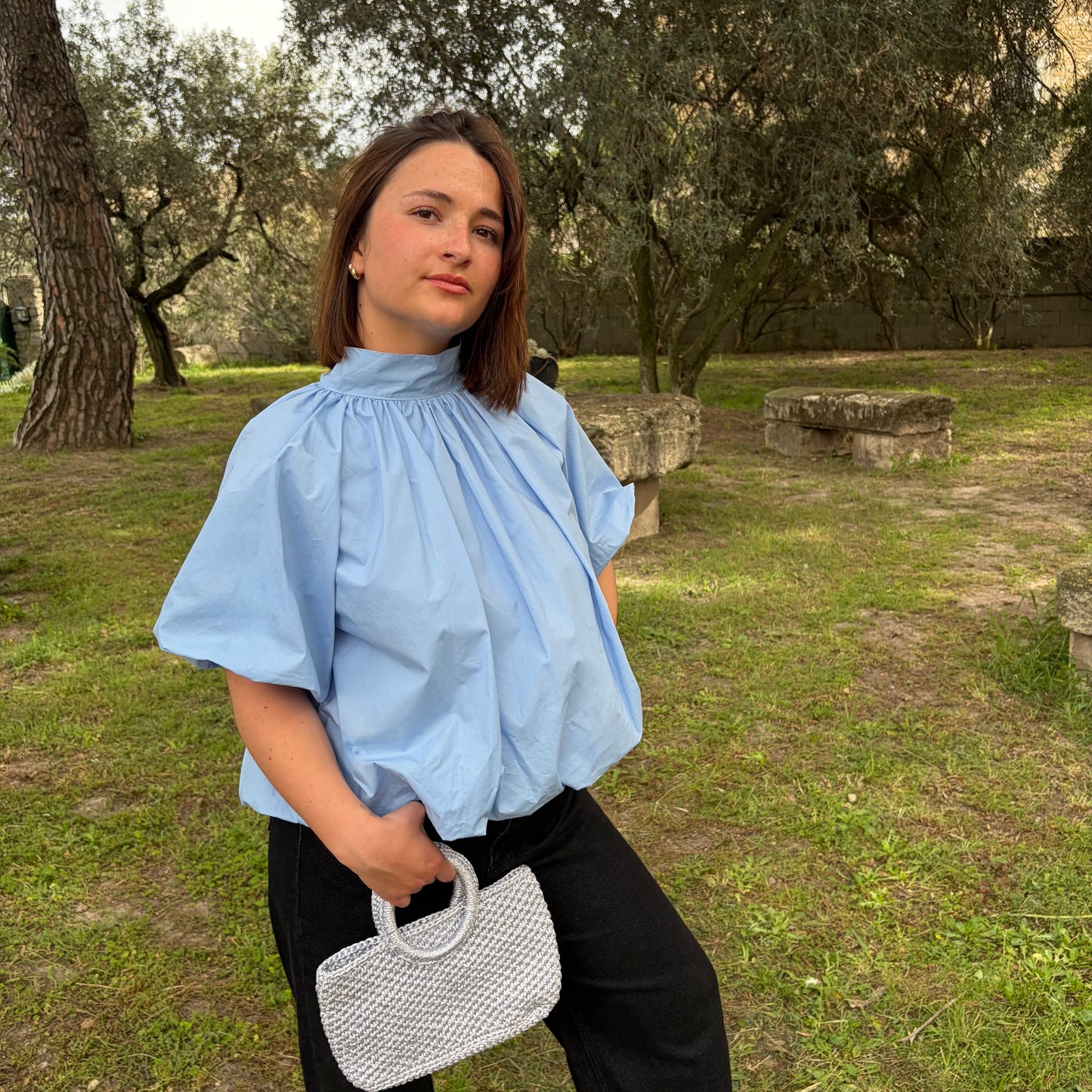 Blouse "Mimi" Bleue Dos Nu