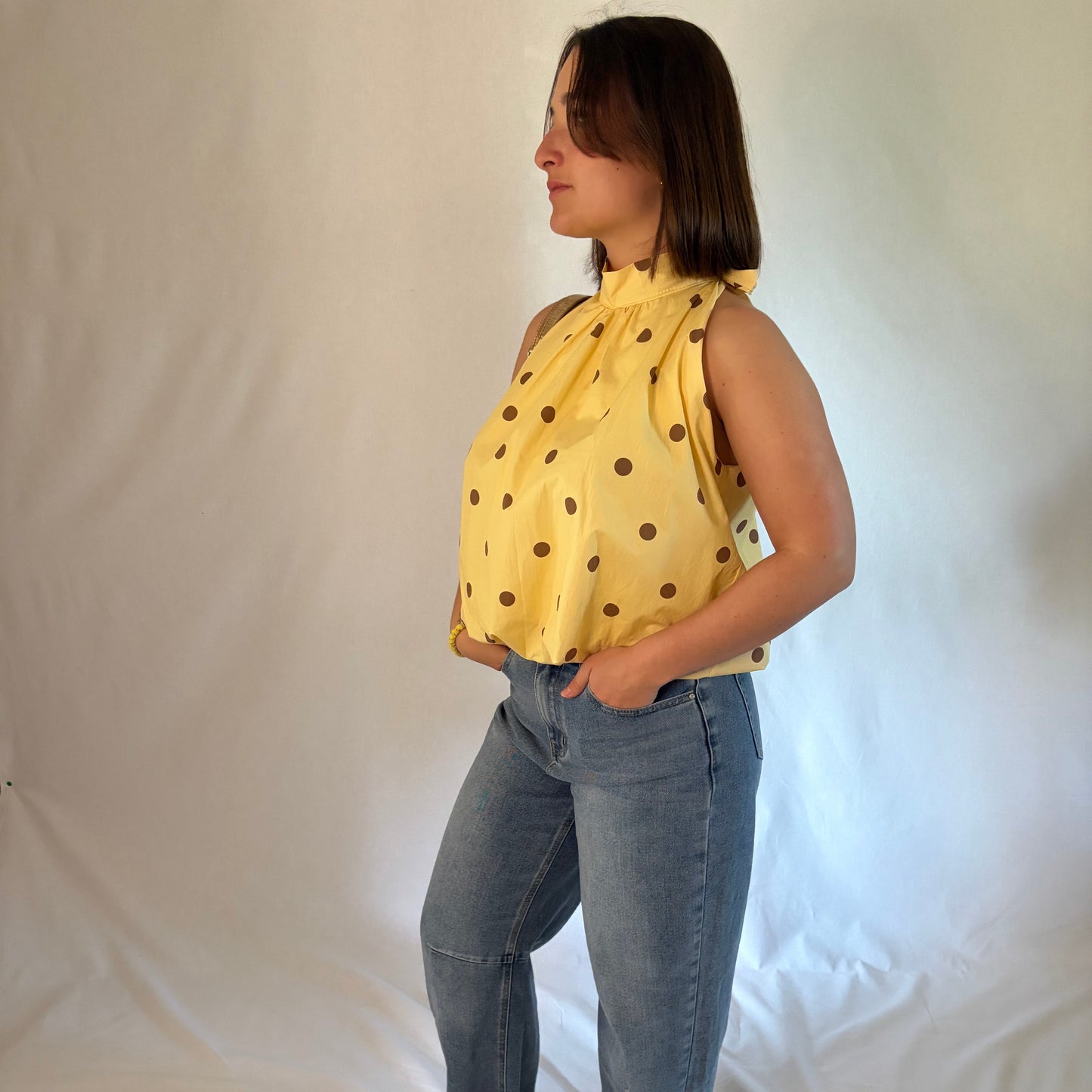 Blouse  "Milla" Jaune à Pois