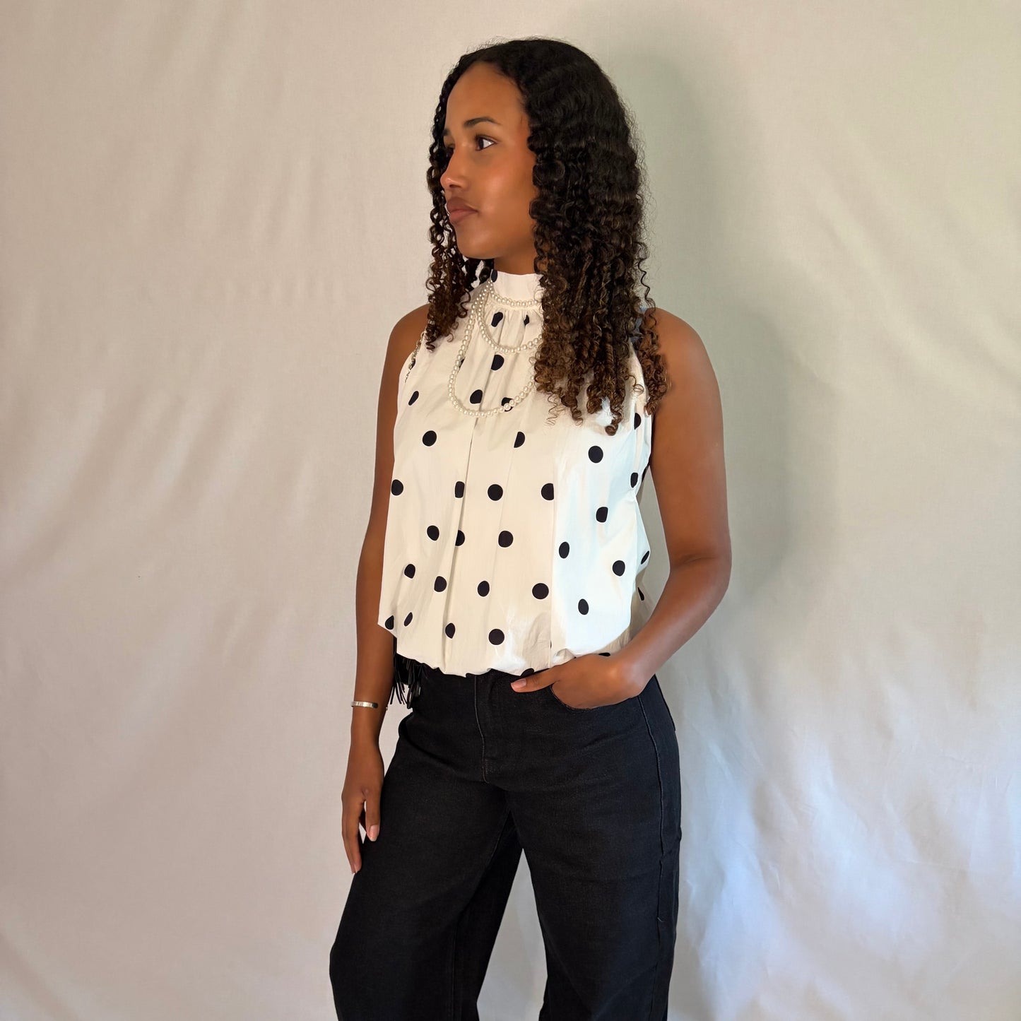 Blouse "Milla" Blanche à Pois