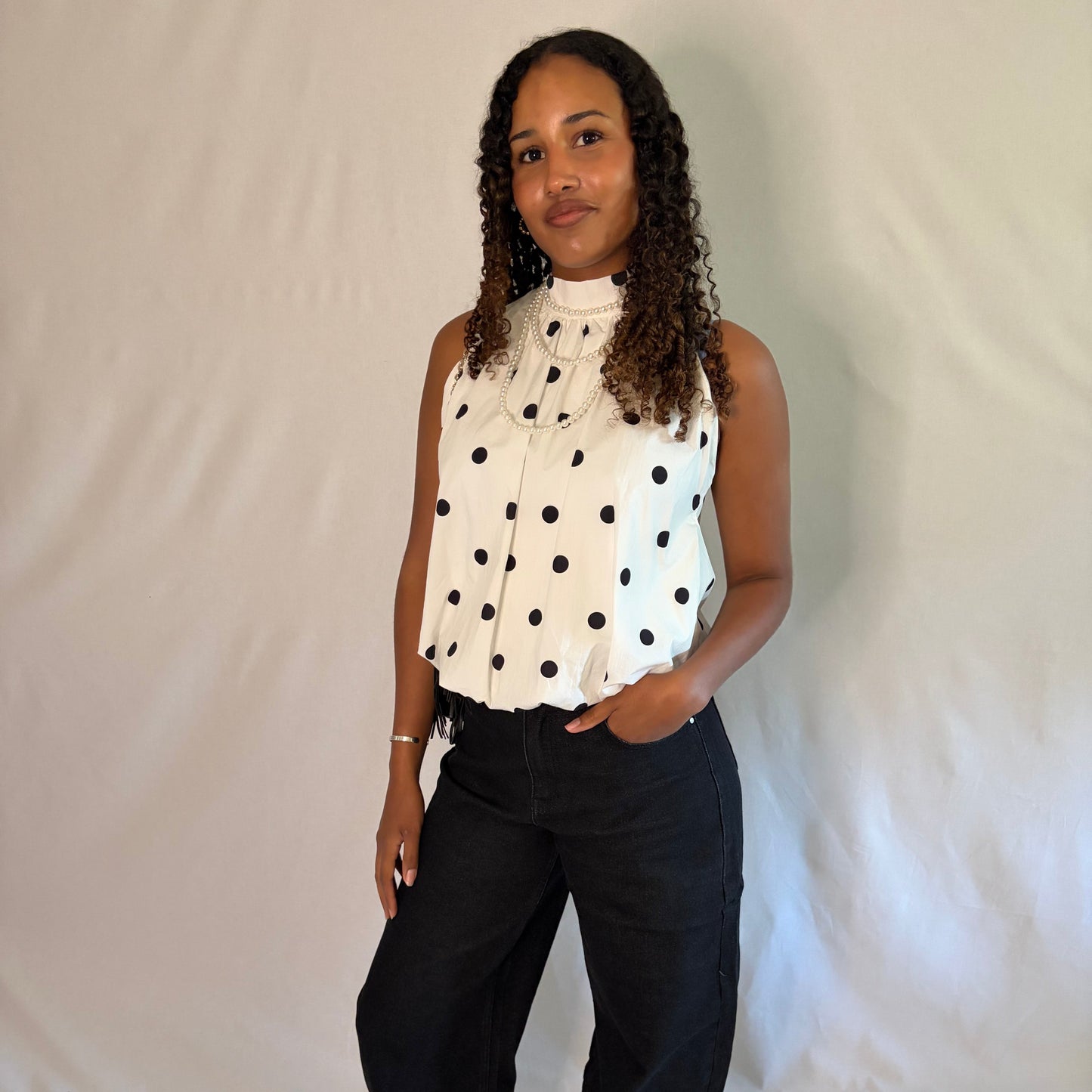Blouse "Milla" Blanche à Pois