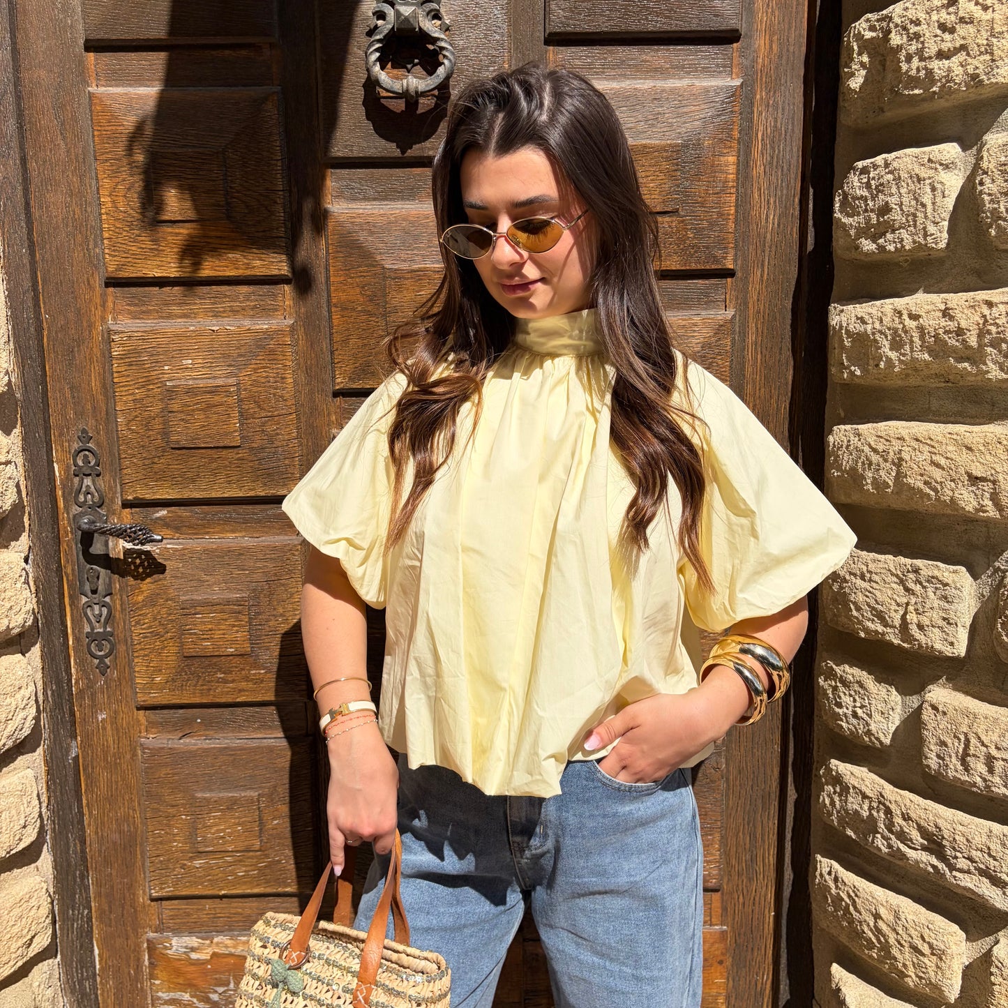 Blouse "Mimi" Jaune Dos Nu
