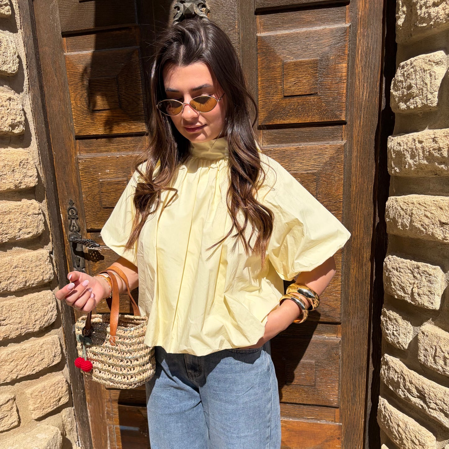 Blouse "Mimi" Jaune Dos Nu
