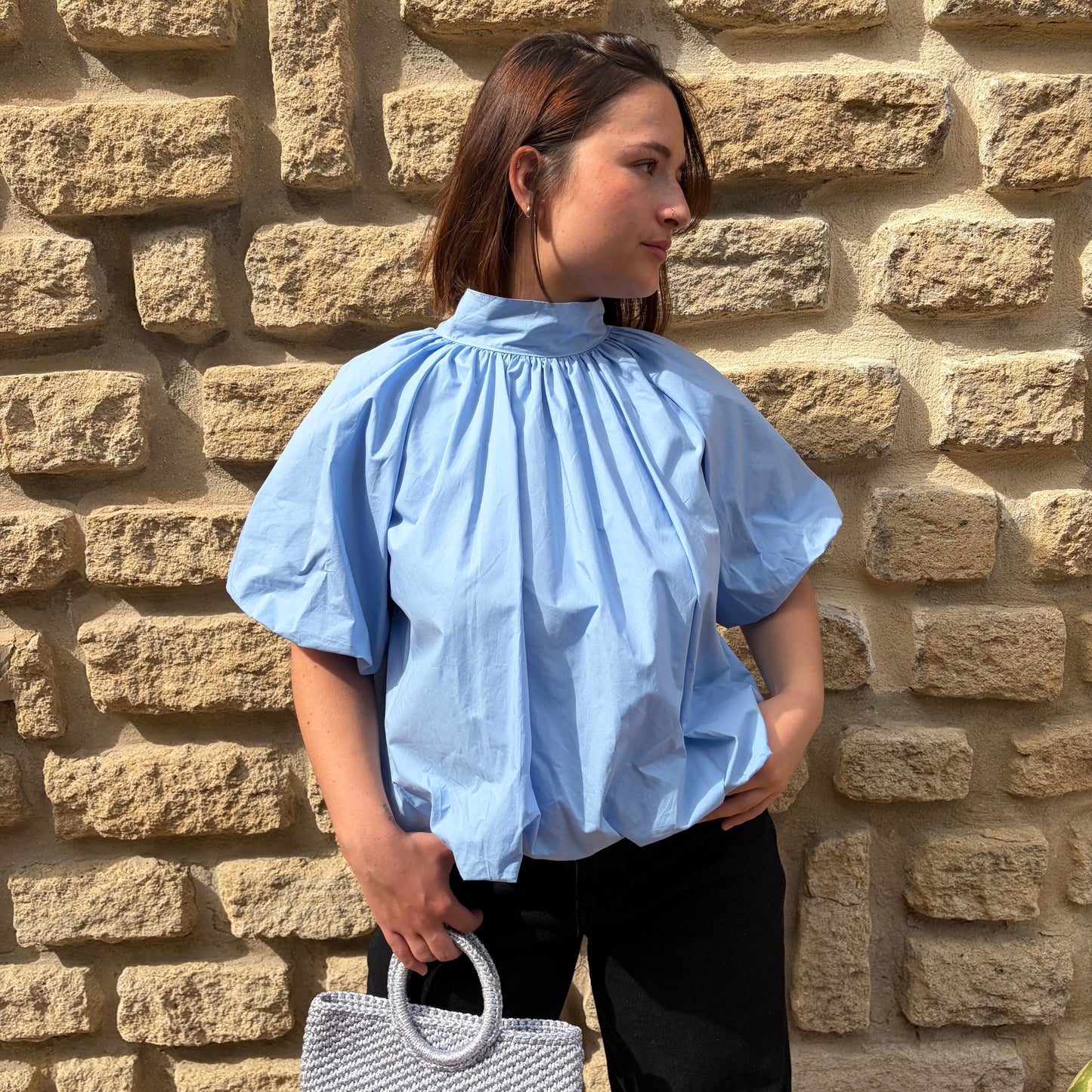 Blouse "Mimi" Bleue Dos Nu