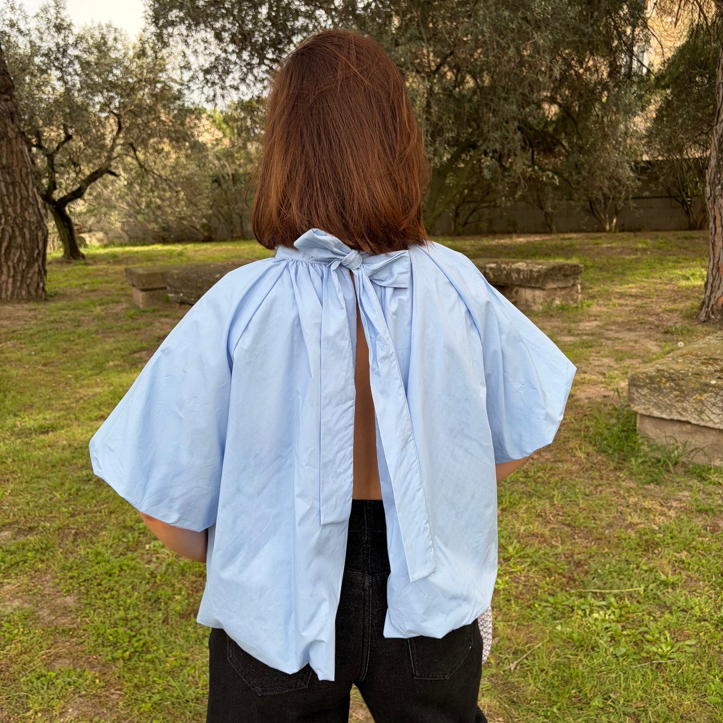 Blouse "Mimi" Bleue Dos Nu